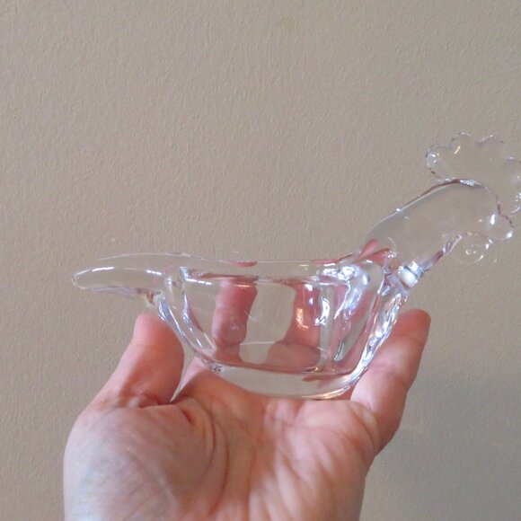 Vintage crystal glass rooster ashtray cigar ashtray brush rest / Cofrac/ art ver - Picture 2 of 7